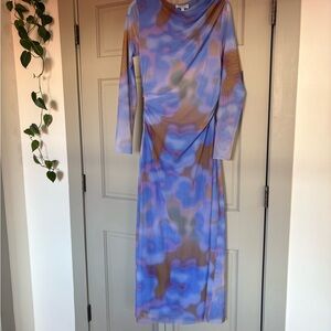 & Other Stories Blue and Brown Long Sleeve Dress